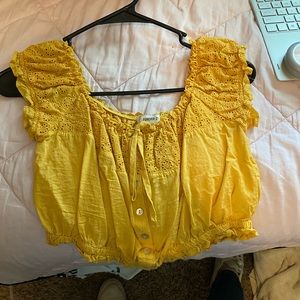 Mustard yellow cut out crop top